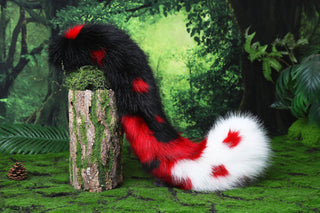 Faux fur calico cat tail and ear kitten kemonomimi anime cosplay therian fox ears and tail wolf therian kitten role play halloween gift