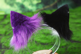 Faux fur calico cat tail and ear kitten kemonomimi anime cosplay therian fox ears and tail wolf therian kitten role play halloween gift