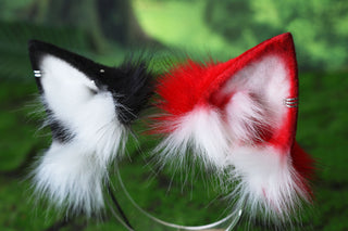 Faux fur calico cat tail and ear kitten kemonomimi anime cosplay therian fox ears and tail wolf therian kitten role play halloween gift