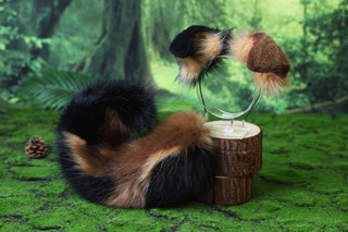 Faux fur calico shepherd dog tail and ear Splicing Shiba Inu dog ear and tail anime cosplay therian puppy ear and tail butt plug dog kemonomimi puppy fursuit