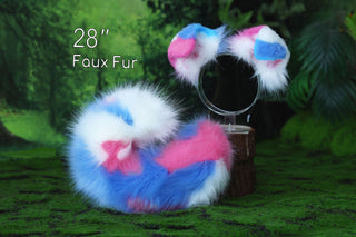 Faux fur calico shepherd dog tail and ear Splicing Shiba Inu dog ear and tail anime cosplay therian puppy ear and tail butt plug dog kemonomimi puppy fursuit