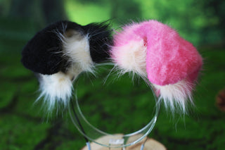 Faux fur calico shepherd dog tail and ear Splicing Shiba Inu dog ear and tail anime cosplay therian puppy ear and tail butt plug dog kemonomimi puppy fursuit pink beige black
