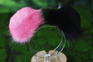 Faux fur calico shepherd dog tail and ear Splicing Shiba Inu dog ear and tail anime cosplay therian puppy ear and tail butt plug dog kemonomimi puppy fursuit pink beige black