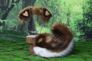 Faux fur calico shepherd dog tail and ear Splicing Shiba Inu dog ear and tail butt plug anime cosplay therian hearted puppy ear and tail kemonomimi