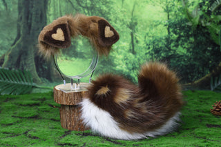 Faux fur calico shepherd dog tail and ear Splicing Shiba Inu dog ear and tail butt plug anime cosplay therian hearted puppy ear and tail kemonomimi