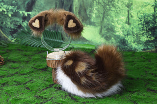 Faux fur calico shepherd dog tail and ear Splicing Shiba Inu dog ear and tail butt plug anime cosplay therian hearted puppy ear and tail kemonomimi