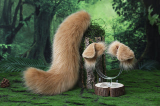Faux fur golden retriever dog tail and ear Shiba Inu dog ear and tail furry anime cosplay therian shepherd dog ear and tail butt plug puppy kemonomimi