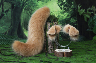 Faux fur golden retriever dog tail and ear Shiba Inu dog ear and tail furry anime cosplay therian shepherd dog ear and tail butt plug puppy kemonomimi