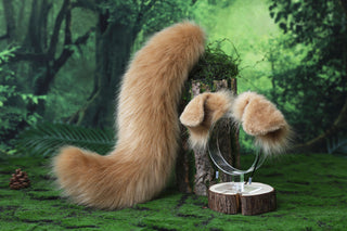 Faux fur golden retriever dog tail and ear Shiba Inu dog ear and tail furry anime cosplay therian shepherd dog ear and tail butt plug puppy kemonomimi