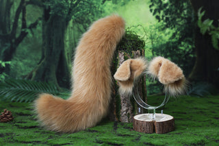 Faux fur golden retriever dog tail and ear Shiba Inu dog ear and tail furry anime cosplay therian shepherd dog ear and tail butt plug puppy kemonomimi