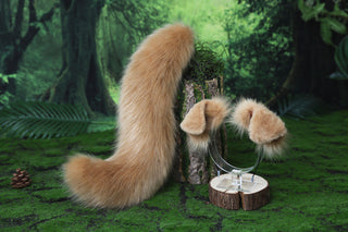 Faux fur golden retriever dog tail and ear Shiba Inu dog ear and tail furry anime cosplay therian shepherd dog ear and tail butt plug puppy kemonomimi