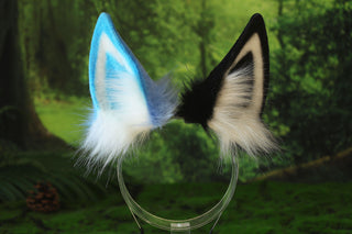 Faux fur shepherd dog tail and ear Shiba Inu dog ear and tail anime cosplay therian puppy ear and tail butt plug blue black white puppy girl kemonomimi