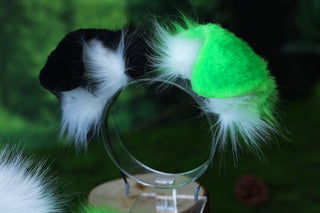 Faux fur shepherd dog tail and ear Splicing Shiba Inu dog ear and tail anime cosplay therian puppy ear and tail butt plug green black white kemonomimi