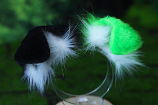 Faux fur shepherd dog tail and ear Splicing Shiba Inu dog ear and tail anime cosplay therian puppy ear and tail butt plug green black white kemonomimi