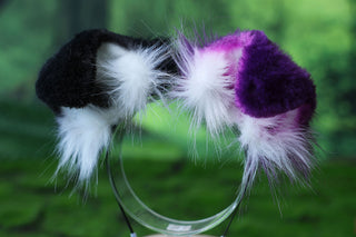 Faux fur shepherd dog tail and ear Splicing Shiba Inu dog ear and tail anime cosplay therian puppy ear and tail butt plug purple black white kemonomimi