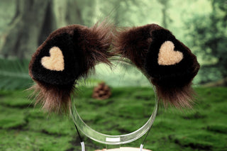 Faux fur shepherd dog tail and ear Splicing hearted shaped Shiba Inu dog ear and tail anime cosplay therian puppy ear and tail kemonomimi