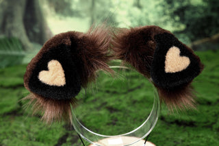 Faux fur shepherd dog tail and ear Splicing hearted shaped Shiba Inu dog ear and tail anime cosplay therian puppy ear and tail kemonomimi