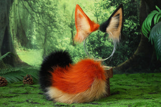 Faux fur shepherd dog tail and ear set Shiba Inu dog ear and tail anime cosplay therian puppy ear tail butt plug puppy girl kemonomimi gear puppy