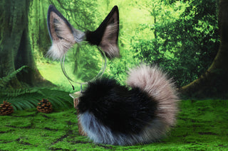 Faux fur shepherd dog tail and ear set Shiba Inu dog ear and tail butt plug set anime cosplay therian puppy ear tail puppy girl kemonomimi gear puppy