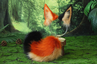 Faux fur shepherd dog tail and ear set Shiba Inu dog ear and tail anime cosplay therian puppy ear tail butt plug puppy girl kemonomimi gear puppy