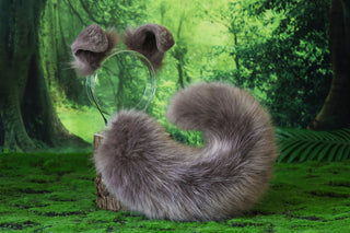 Faux fur shepherd dog tail and ear kemonomimi Shiba Inu dog ear and tail furry anime cosplay girl therian puppy ear and tail butt plug