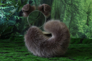 Faux fur shepherd dog tail and ear kemonomimi Shiba Inu dog ear and tail furry anime cosplay girl therian puppy ear and tail butt plug