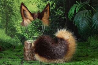 Faux fur shepherd dog tail and ear set Shiba Inu dog ear and tail anime cosplay therian puppy ear tail puppy girl kemonomimi gear puppy tail butt plug