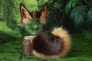 Faux fur shepherd dog tail and ear set Shiba Inu dog ear and tail anime cosplay therian puppy ear tail puppy girl kemonomimi gear puppy tail butt plug