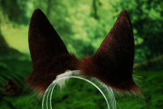 Faux fur shepherd dog tail and ear set brown white Shiba Inu dog ear and tail butt plug anime cosplay therian puppy ear tail puppy girl kemonomimi
