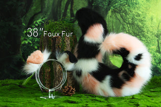 Faux fur shepherd dog tail and ear set shiba Inu dog ear and tail big curved puppy tail anime cosplay petplay puppy ear and tail halloween