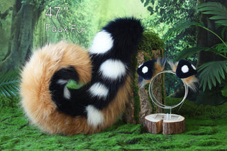 Faux fur shepherd dog tail and ear set shiba Inu dog ear and tail big curved puppy tail anime cosplay petplay puppy ear and tail kemonomimi