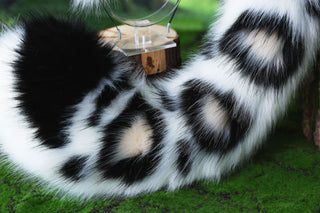 Faux fur snow leopard ear and tail butt plug snow leopard cosplay ear and tail role play therian leopard kemonomimi christmas gift halloween furry ear