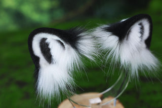 Faux fur snow leopard ear and tail butt plug snow leopard cosplay ear and tail role play therian leopard kemonomimi christmas gift halloween furry ear