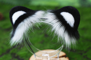 Faux fur snow leopard ear and tail butt plug snow leopard cosplay ear and tail role play therian leopard kemonomimi christmas gift halloween furry ear