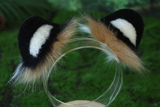 Faux fur snow leopard ear and tail set role play snow leopard cosplay ear and tail therian leopard kemonomimi christmas gift furry tail