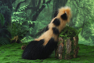 Faux fur spotted hyena ears and tail butt plug hyena tail and ears costume animal cosplay hyena kemonomimi brown hyena dog tail and ears therian african wild dog furry