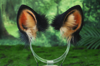 Faux fur spotted hyena ears and tail butt plug hyena tail and ears costume animal cosplay hyena kemonomimi brown hyena dog tail and ears therian african wild dog furry