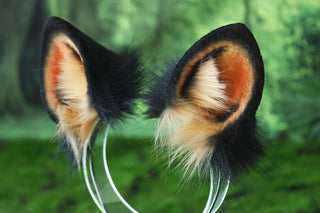 Faux fur spotted hyena ears and tail butt plug hyena tail and ears costume animal cosplay hyena kemonomimi brown hyena dog tail and ears therian african wild dog furry