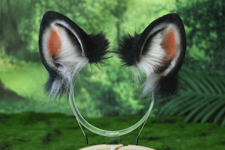 Faux fur spotted hyena ears and tail costume animal cosplay gray hyena kemonomimi gray hyena dog tail and ears therian african wild dog furry