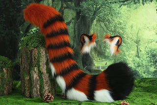 Faux fur tiger ear and tail plug set realistic tiger cosplay ear and tail set tiger petplay set animal cosplay tail and ear petplay tug tail and ear