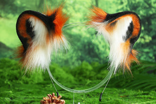 Faux fur tiger ear and tail plug set realistic tiger cosplay ear and tail set tiger petplay set animal cosplay tail and ear petplay tug tail and ear