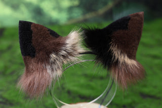 Faux fur tortoiseshell cat tail and ear tortie cat tail butt plug kitten kemonomimi anime cosplay fox ear and tail wolf ears therian fursuit halloween gift