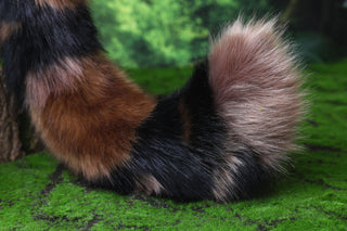 Faux fur tortoiseshell cat tail and ear tortie cat therian kitten kemonomimi anime cosplay fox ear and tail butt plug wolf ears tail halloween gift