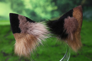 Faux fur tortoiseshell cat tail and ear tortie cat therian kitten kemonomimi anime cosplay fox ear and tail butt plug wolf ears tail halloween gift