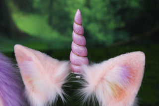 Faux fur unicorn ears and tail cosplay unicorn academy kemonomimi princess celestia ears and tail butt plug unicorn therian furry costume Fursuit