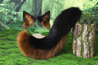 Faux fur wolf ear and tail alsatian wolf dog cosplay german shepherd dog tail and ear shiba Inu dog ears and tail butt plug puppy therian puppy kemonomimi