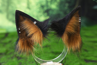 Faux fur wolf ear and tail alsatian wolf dog cosplay german shepherd dog tail and ear shiba Inu dog ears and tail butt plug puppy therian puppy kemonomimi