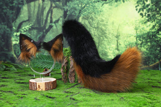 Faux fur wolf ear and tail alsatian wolf dog cosplay german shepherd dog tail and ear shiba Inu dog ears and tail butt plug puppy therian puppy kemonomimi