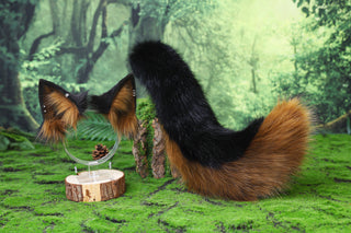 Faux fur wolf ear and tail alsatian wolf dog cosplay german shepherd dog tail and ear shiba Inu dog ears and tail butt plug puppy therian puppy kemonomimi
