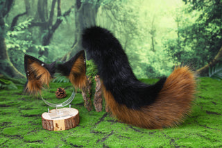 Faux fur wolf ear and tail alsatian wolf dog cosplay german shepherd dog tail and ear shiba Inu dog ears and tail butt plug puppy therian puppy kemonomimi